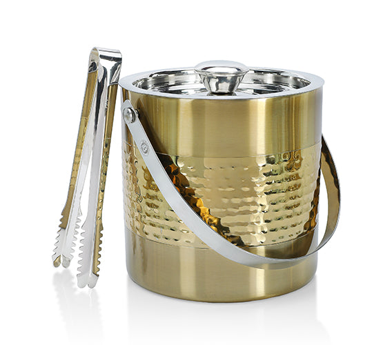 BarElite Hammered Stainless Steel with Gold Detail & Tong