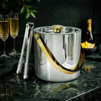 Double Wall Ice Bucket Mirror Polished with Golden Handle