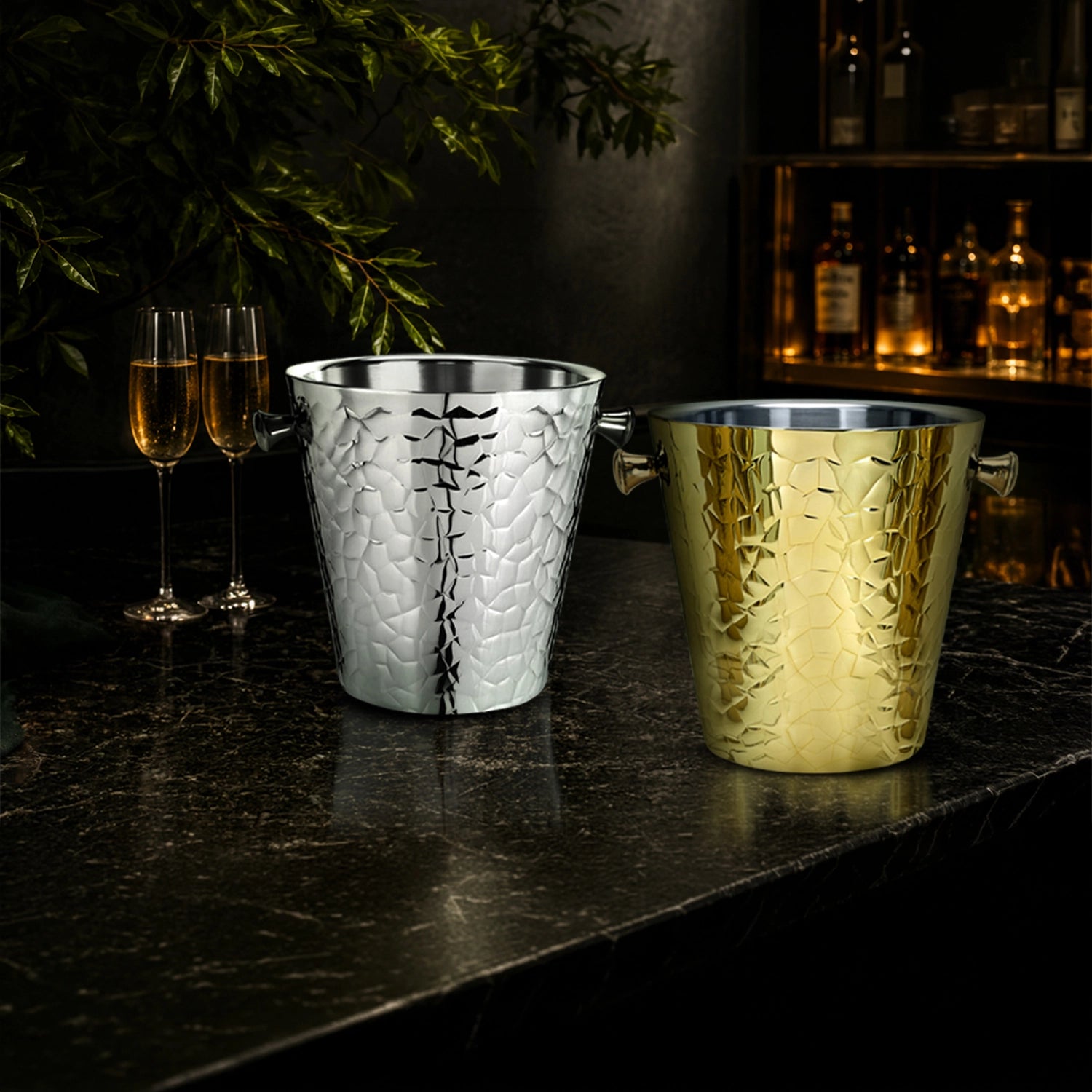 Stainless Steel Ice Bucket with Tongs